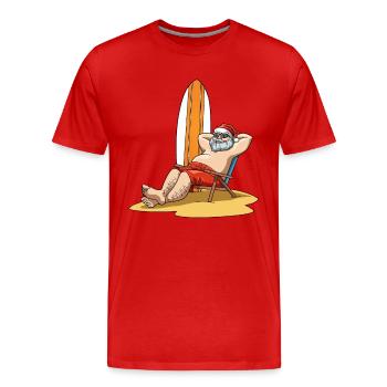 Nikolaus macht Urlaub für Männer und Frauen - Männer Premium Bio T-Shirt - Rot - Vorne - Damien (186cm)