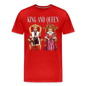 König Königin mit Krone auf dem Thron. - Männer Premium Bio T-Shirt - Rot - Vorne - Damien (186cm)