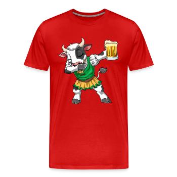 Cow Marquee Beer Dabbing Cows Fair - Men's Premium Organic T-Shirt - red - Front - Damien (186cm)