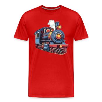Niedliche Zug Eisenbahn Lokomotive - Männer Premium Bio T-Shirt - Rot - Vorne - Damien (186cm)