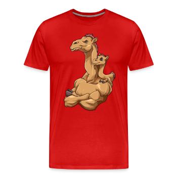 Starkes Kamel mit Kamel Kind für einen Kamel - Männer Premium Bio T-Shirt - Rot - Vorne - Damien (186cm)