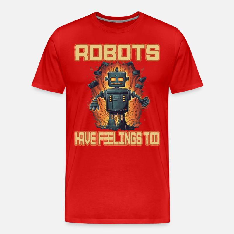 Robots Have Feeling Too - Männer Premium Bio T-Shirt - Rot