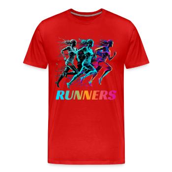 Dynamische Läufer Lauf Wettkampf - Männer Premium Bio T-Shirt - Rot - Vorne - Damien (186cm)