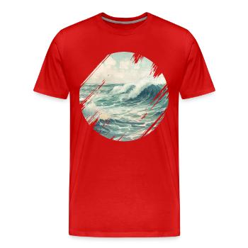 Meer Wellen Brandung Gischt Ufer Küste - Männer Premium Bio T-Shirt - Rot - Vorne - Damien (186cm)
