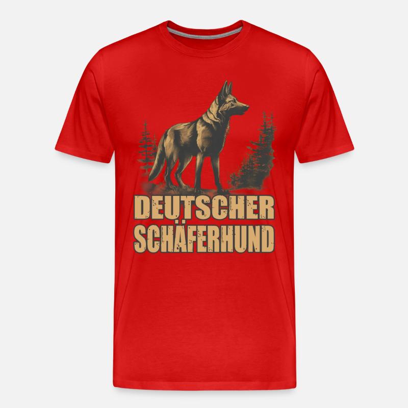 Deutscher Schäferhund Hund Hunderasse - Männer Premium Bio T-Shirt - Rot