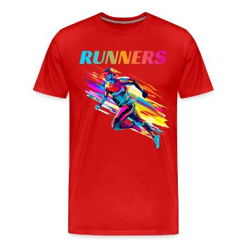 Dynamische Läufer Lauf Wettkampf - Männer Premium Bio T-Shirt - Rot - Vorne - Damien (186cm)