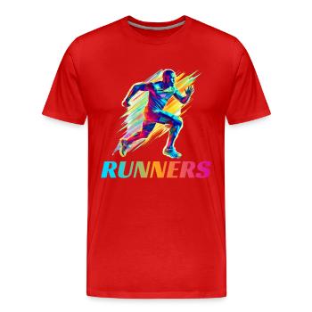 Dynamische Läufer Lauf Wettkampf - Männer Premium Bio T-Shirt - Rot - Vorne - Damien (186cm)