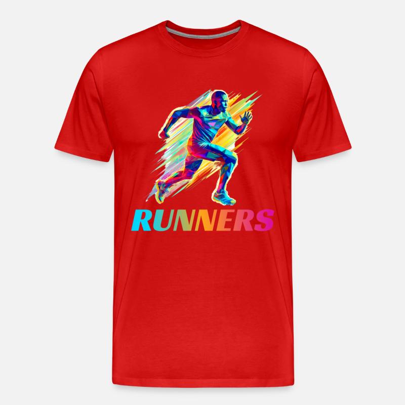 Dynamische Läufer Lauf Wettkampf - Männer Premium Bio T-Shirt - Rot