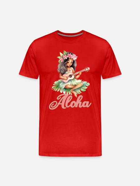 Urlaub Polynesier Strand Ukulele - Männer Premium Bio T-Shirt - Rot