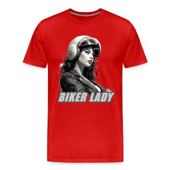 Motorradfahrerin für eine Motorradfahrerin - Männer Premium Bio T-Shirt - Rot - Vorne - Damien (186cm)