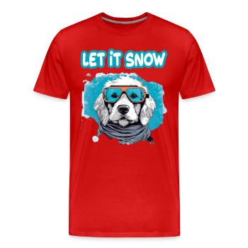 Hund mit Skibrille Schnee Schneefall für eine - Männer Premium Bio T-Shirt - Rot - Vorne - Damien (186cm)