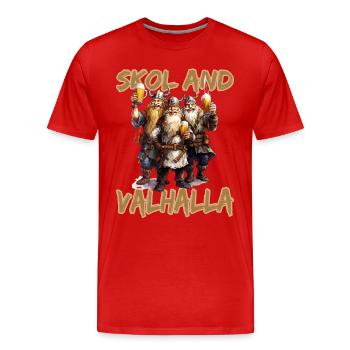Skol and Valhalla Wikinger - Männer Premium Bio T-Shirt - Rot - Vorne - Damien (186cm)