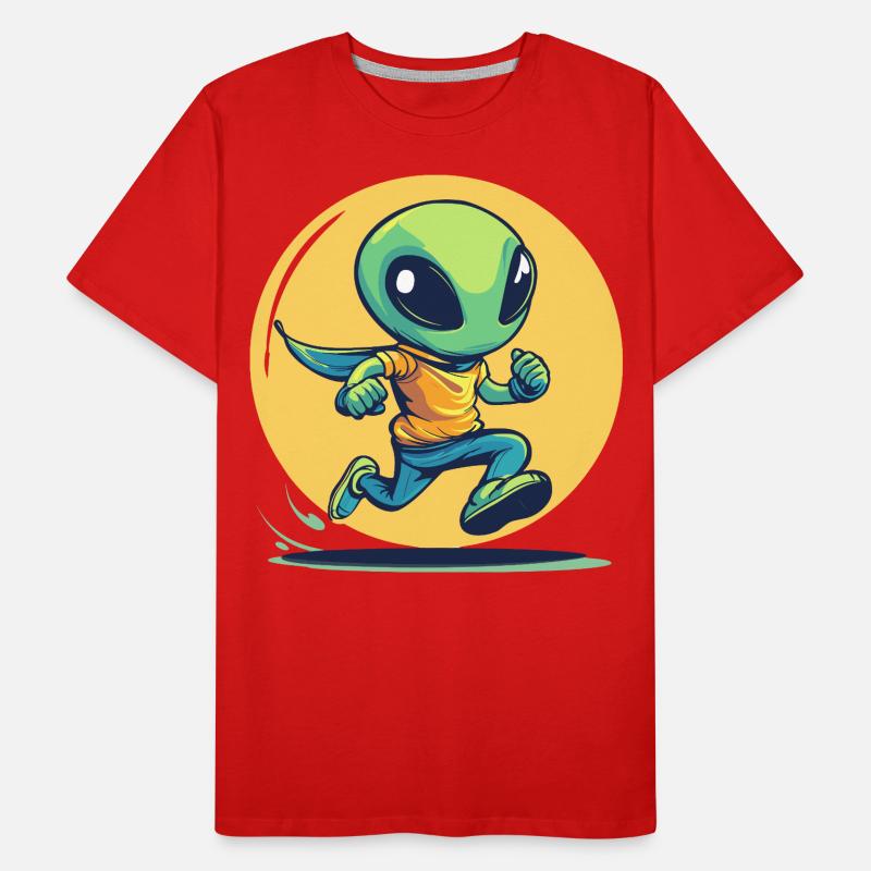 Courir extraterrestre dans le style d’une bande dessinée T-shirt bio Premium Homme