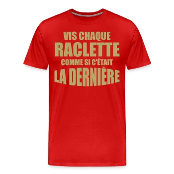 Raclette, fromage, fromage fondu - T-shirt bio Premium Homme - rouge - Devant - Damien (186cm)