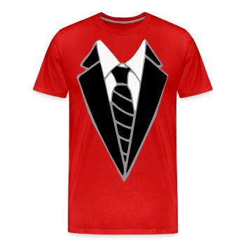 Fake Anzug - Krawatte - Männer Premium Bio T-Shirt - Rot - Vorne - Damien (186cm)