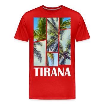 Tirana Tirane Albanie Été Palmiers Plage Mer - T-shirt bio Premium Homme - rouge - Devant - Damien (186cm)