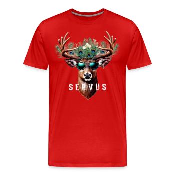 Servus Bavarian Welcome Deer Sunglasses - Men's Premium Organic T-Shirt - red - Front - Damien (186cm)