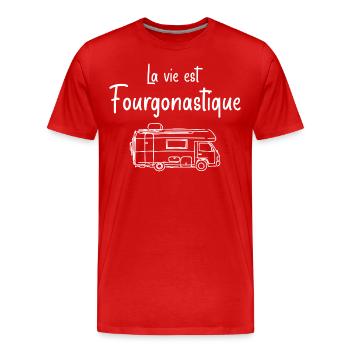 La vie est Fourgonastique humour Fourgon aménagée - T-shirt bio Premium Homme - rouge - Devant - Damien (186cm)