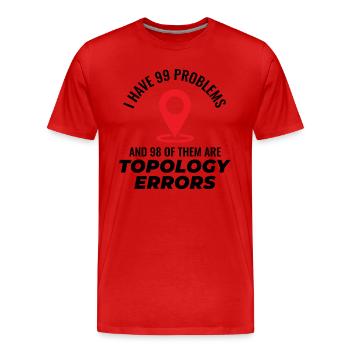 Topologie Erreurs SIG Cartographie Humour Cartographie - T-shirt bio Premium Homme - rouge - Devant - Damien (186cm)
