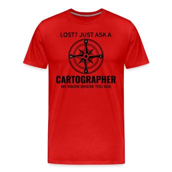 Cartographe Boussole Carte Navigation SIG - T-shirt bio Premium Homme - rouge - Devant - Damien (186cm)
