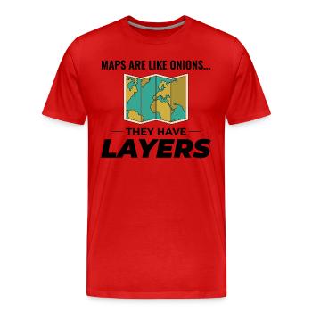 Couches cartographiques SIG Cartographie Données géographiques - T-shirt bio Premium Homme - rouge - Devant - Damien (186cm)