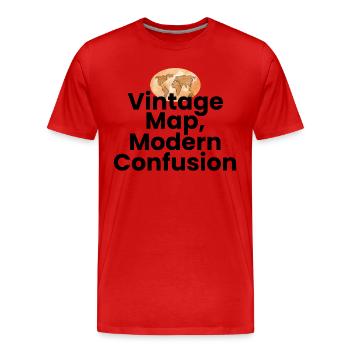 Carte vintage Confusion moderne Géographie GPS - T-shirt bio Premium Homme - rouge - Devant - Damien (186cm)
