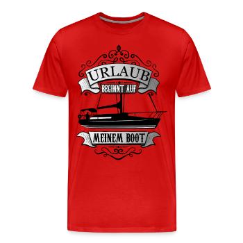 Kapitän Urlaub beginnt auf meinem Boot - Segelboot - Männer Premium Bio T-Shirt - Rot - Vorne - Damien (186cm)