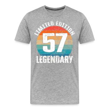Happy Birthday - 57th Birthday Limited Edition - Men's Premium Organic T-Shirt - heather grey - Front - Damien (186cm)