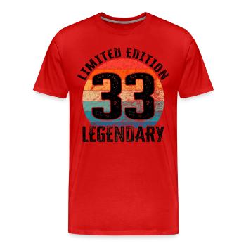 Happy Birthday - 33. Geburtstag - Männer Premium Bio T-Shirt - Rot - Vorne - Damien (186cm)