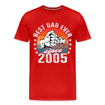 Meilleur papa du monde depuis 2005 - T-shirt bio Premium Homme - rouge - Devant - Damien (186cm)