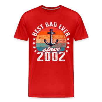 Bester Papa der Welt seit 2002 Anker - Männer Premium Bio T-Shirt - Rot - Vorne - Damien (186cm)
