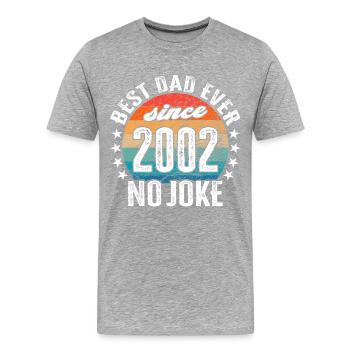 Bester Papa der Welt seit 2002 No Joke - Männer Premium Bio T-Shirt - Grau meliert - Vorne - Damien (186cm)