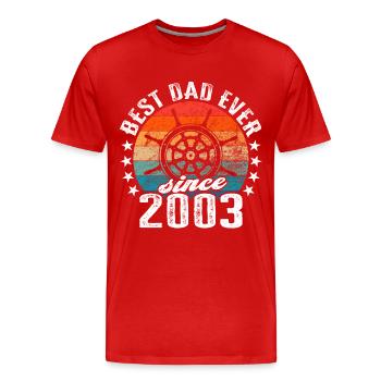 Bester Papa der Welt seit 2003 Kapitän - Männer Premium Bio T-Shirt - Rot - Vorne - Damien (186cm)
