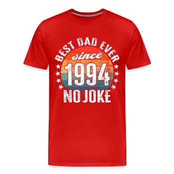Bester Papa der Welt seit 1994 No Joke - Männer Premium Bio T-Shirt - Rot - Vorne - Damien (186cm)