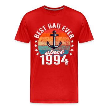 Bester Papa der Welt seit 1994 Anker - Männer Premium Bio T-Shirt - Rot - Vorne - Damien (186cm)