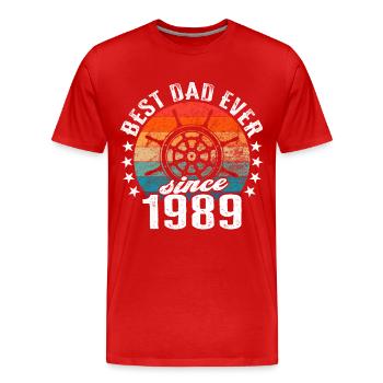 Bester Papa der Welt seit 1989 Kapitän - Männer Premium Bio T-Shirt - Rot - Vorne - Damien (186cm)