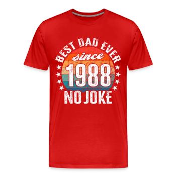 Bester Papa der Welt seit 1988 No Joke - Männer Premium Bio T-Shirt - Rot - Vorne - Damien (186cm)