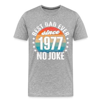 Bester Papa der Welt seit 1977 No Joke - Männer Premium Bio T-Shirt - Grau meliert - Vorne - Damien (186cm)