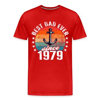 Meilleur père du monde depuis 1979 présentateur - T-shirt bio Premium Homme - rouge - Devant - Damien (186cm)