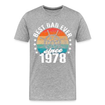 Bester Papa der Welt seit 1978 Kapitän - Männer Premium Bio T-Shirt - Grau meliert - Vorne - Damien (186cm)