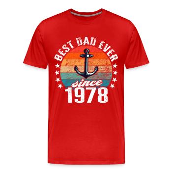 Bester Papa der Welt seit 1978 Anker - Männer Premium Bio T-Shirt - Rot - Vorne - Damien (186cm)