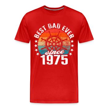 Meilleur père du monde depuis 1975 capitaine - T-shirt bio Premium Homme - rouge - Devant - Damien (186cm)