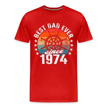 Best dad in the world Captain since 1974 - Men's Premium Organic T-Shirt - red - Front - Damien (186cm)