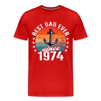 Bester Papa der Welt seit 1974 Anker - Männer Premium Bio T-Shirt - Rot - Vorne - Damien (186cm)