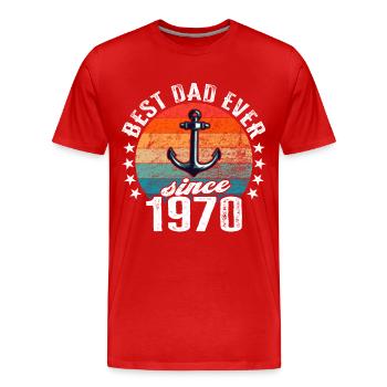 Best dad in the world since 1970 anchor - Men's Premium Organic T-Shirt - red - Front - Damien (186cm)