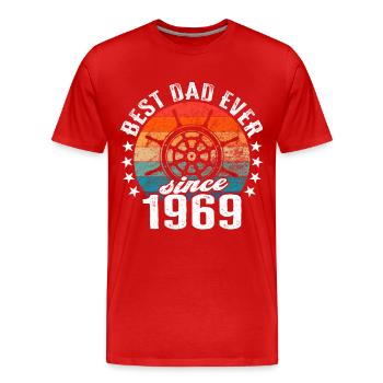 Bester Papa der Welt seit 1969 Kapitän - Männer Premium Bio T-Shirt - Rot - Vorne - Damien (186cm)