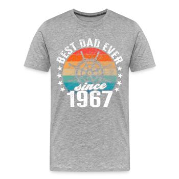 Bester Papa der Welt seit 1967 Kapitän - Männer Premium Bio T-Shirt - Grau meliert - Vorne - Damien (186cm)