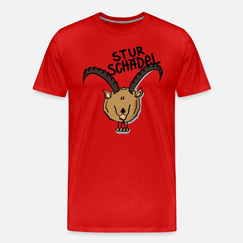 Steinbock Sturschädel - Männer Premium Bio T-Shirt - Rot
