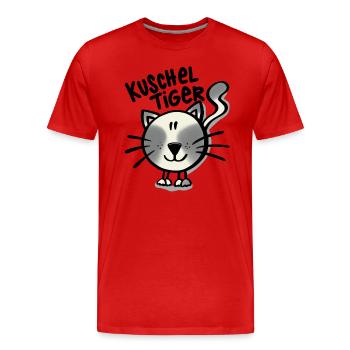 Katze Kuscheltiger - Männer Premium Bio T-Shirt - Rot - Vorne - Damien (186cm)