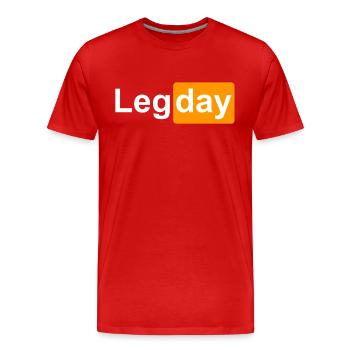 LEG DAY - Leg Training - Men's Premium Organic T-Shirt - red - Front - Damien (186cm)